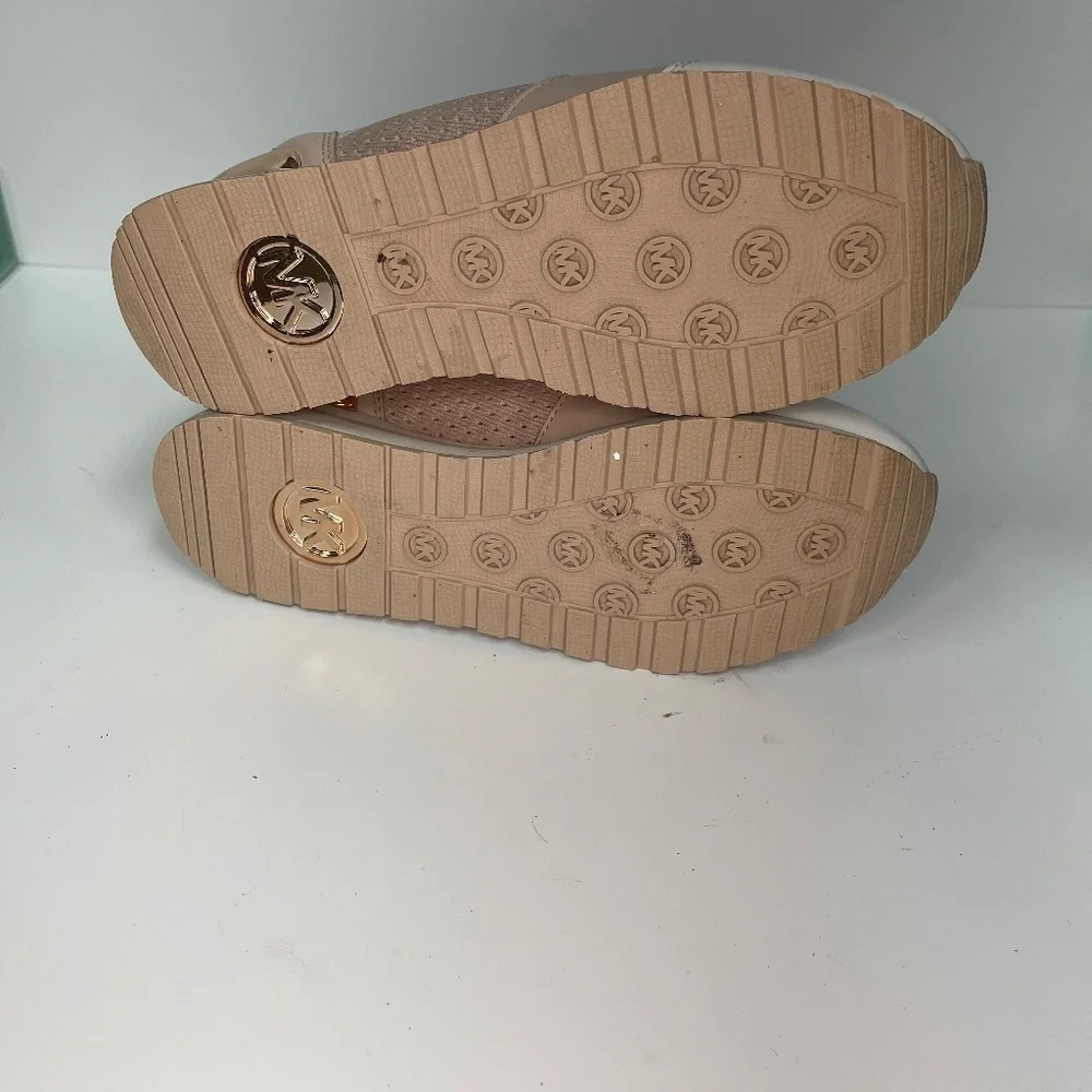 Women’s Michael Kors Size 6 Pink Tennis Shoes with Gold Accents